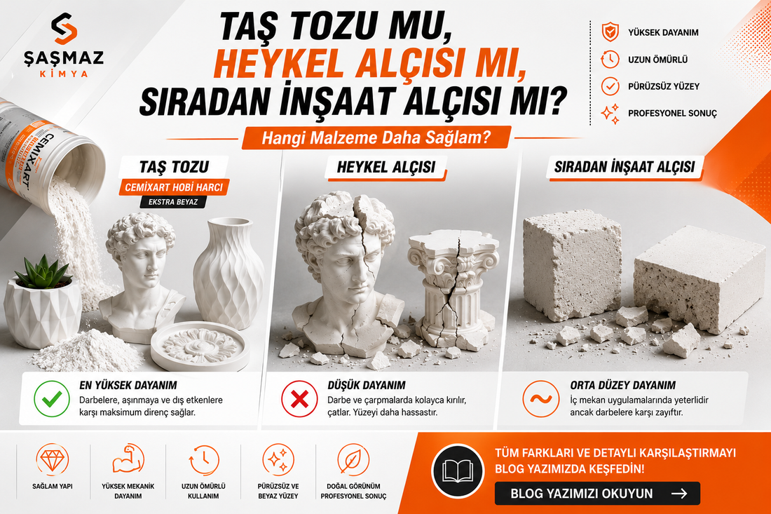 Taş Tozu mu, Heykel Alçısı mı, Sıradan inşaat alçısı mı ? Hangi Malzeme Daha Sağlam?